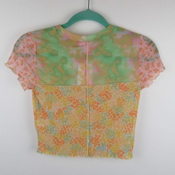 NWT BP Patchwork Sheer Mesh Top Lettuce Edge XS - Picture 4 of 8